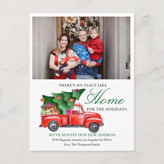 クリスマスツリートラックの引っ越しました写真動く 案内ポストカード (正面)