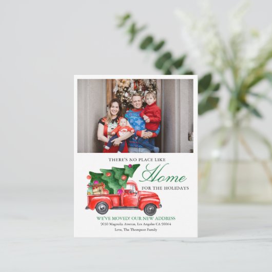 クリスマスツリートラックの引っ越しました写真動く 案内ポストカード (スタンド正面)