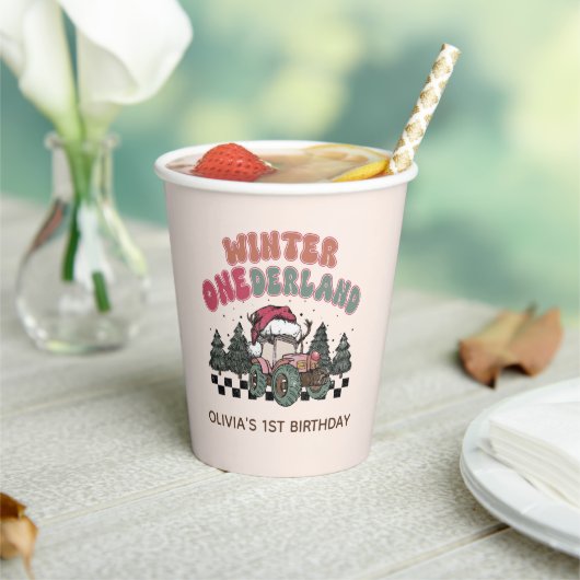 クリスマスツリートラックウィンターオネダーランド誕生日 紙コップ (インサイチュ)