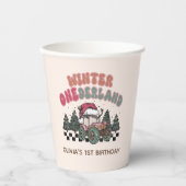 クリスマスツリートラックウィンターオネダーランド誕生日 紙コップ (正面)