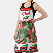 クリスマスツリートラックシェフレッドグリーンホリデープレイド エプロン (インサイチュ)