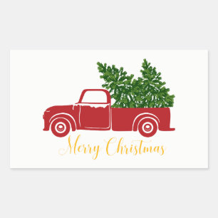 クリスマスツリートラックステッカー 長方形シール