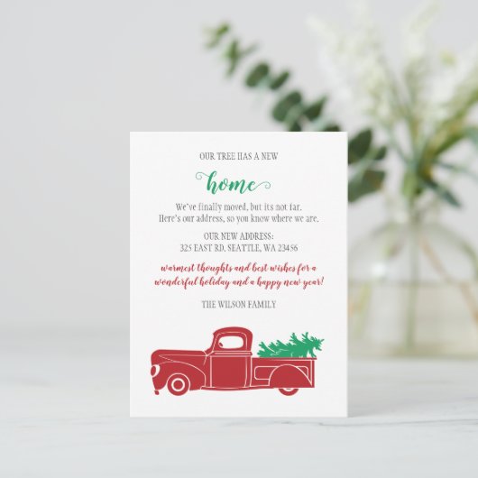 クリスマスツリートラック引っ越しましたホリデームービング ポストカード (スタンド正面)