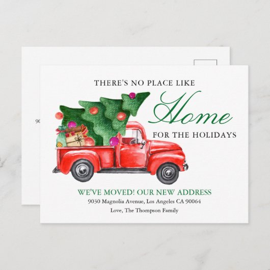 クリスマスツリートラック引っ越しましたホリデームービング 案内ポストカード (正面/裏面)
