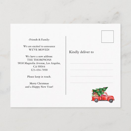 クリスマスツリートラック引っ越しましたホリデームービング 案内ポストカード (裏面)