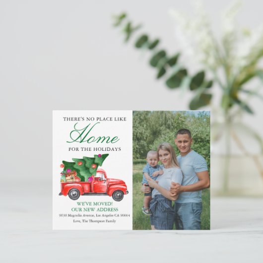 クリスマスツリートラック引っ越しました写真の移動 案内ポストカード (スタンド正面)