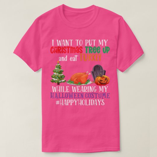 クリスマスツリートルコ、ハッピーホリデー、クリスマスL Tシャツ (デザイン正面)