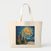 クリスマスツリートートバッグインスパイアバイバンゴッホ ラージトートバッグ (正面)