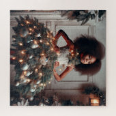 クリスマスツリードレスを着た女の子 ジグソーパズル (横)