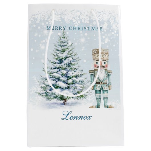 クリスマスツリーナツクラッカー雪片ミディアムギフトB ミディアムペーパーバッグ (正面)