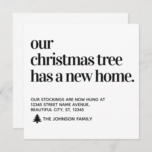 クリスマスツリーニューホーム引っ越しましたホリデームービング 案内状 (正面/裏面)
