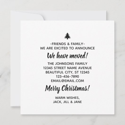 クリスマスツリーニューホーム引っ越しましたホリデームービング 案内状 (裏面)