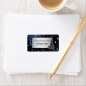 クリスマスツリーネイビーブルーホリデーズ差出人住所 ラベル (インサイチュ)