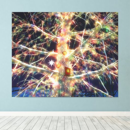 クリスマスツリーハウスキャンバス印刷 キャンバスプリント (インサイチュ (ウッドフロア))