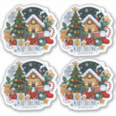 クリスマスツリーハウスストッキング雪だるまシート シール (正面)