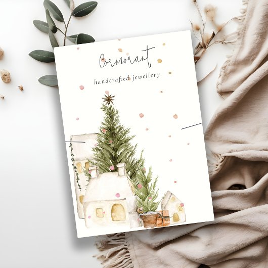 クリスマスツリーハウススノーロゴネックレスホルダー 名刺