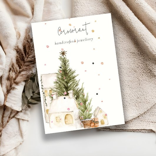 クリスマスツリーハウススノー2イヤリングスタッドホルダー 名刺