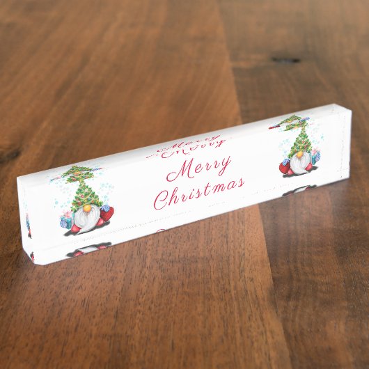 クリスマスツリーハット格言とギフトデスクプレート デスクネームプレート (側面)