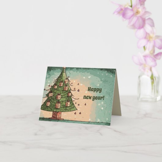 クリスマスツリーハッピーニューイヤー カード (蘭)