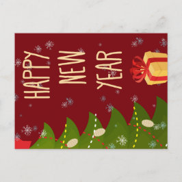 クリスマスツリーハッピーニューイヤー ポストカード