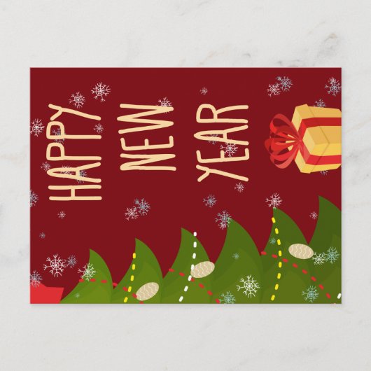 クリスマスツリーハッピーニューイヤー ポストカード (正面)