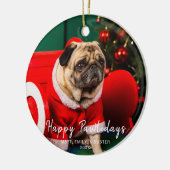 クリスマスツリーハッピーペイリデイズファミリーペットフォト セラミックオーナメント (左)