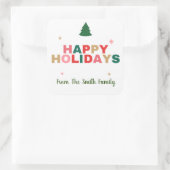 クリスマスツリーハッピーホリデーズギフトラベル スクエアシール (バッグ)