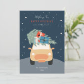 クリスマスツリーハッピーホリデー付き車 招待状 (スタンド正面)