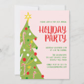 クリスマスツリーハンドドロッドホリデーパーティカスタムー 招待状 (正面)