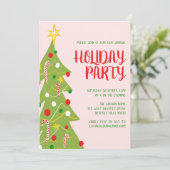 クリスマスツリーハンドドロッドホリデーパーティカスタムー 招待状 (スタンド正面)