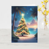 クリスマスツリーバイザシー – コースタルホリデーカード カード (黄色い花)