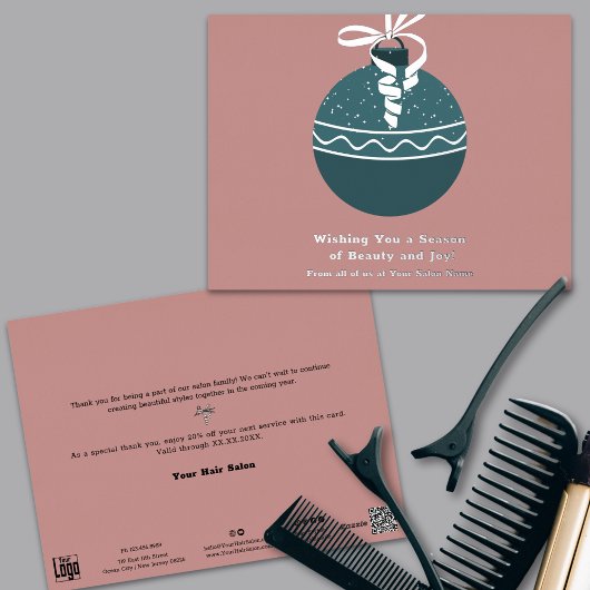 クリスマスツリーバウブルフォイルシーズンホリデーカード 箔シーズンポストカード