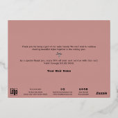 クリスマスツリーバウブルフォイルシーズンホリデーカード 箔シーズンポストカード (裏面)