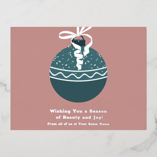 クリスマスツリーバウブルフォイルシーズンホリデーカード 箔シーズンポストカード (正面)