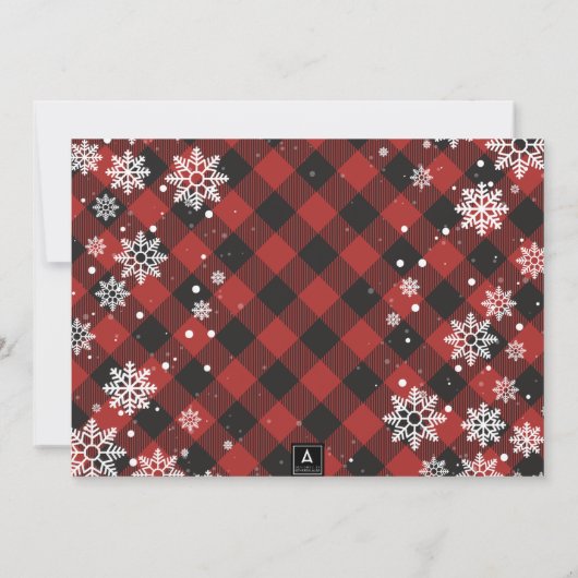 クリスマスツリーバッファロープレイドフォトクリスマスカード 招待状 (裏面)