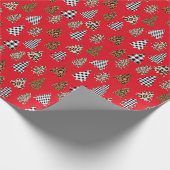 クリスマスツリーバッファロープレイドレッド ラッピングペーパー (角)