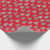 クリスマスツリーバッファロープレイドレッド ラッピングペーパー (角)