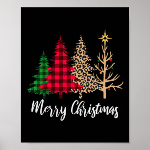 クリスマスツリーバッファロープレッドグリーンレオパード Xmas ポスター