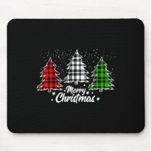 クリスマスツリーバッファロープレッドホワイトグリーンXmas マウスパッド
