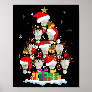 クリスマスツリーバドミントンボールサンタハットおもしろいクリスマス ポスター