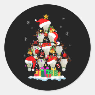 クリスマスツリーバドミントンボールサンタハットおもしろいクリスマス ラウンドシール