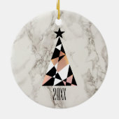 クリスマスツリーバラ金ゴールドマーブル セラミックオーナメント (裏面)