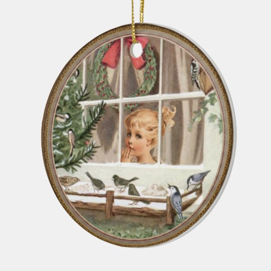 クリスマスツリーバード自然バードウォッチャーヴィンテージ セラミックオーナメント (左)