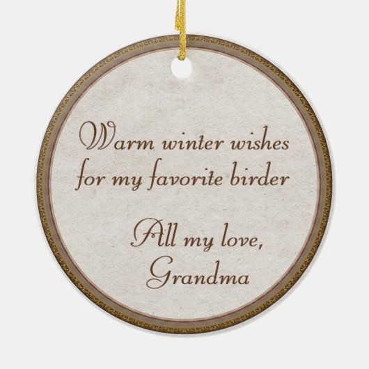クリスマスツリーバード自然バードウォッチャーヴィンテージ セラミックオーナメント (裏面)