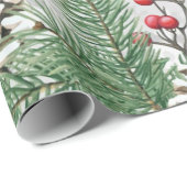 クリスマスツリーパインコーンとクラフトハート雪 ラッピングペーパー (ロールコーナー)