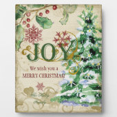 クリスマスツリーパインコーンジョイスノーフレークコラージュ フォトプラーク (正面)