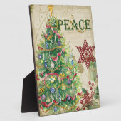 クリスマスツリーパインコーンピーススノーフレークコラージュ フォトプラーク (側面)