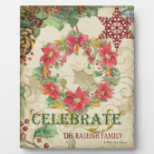 クリスマスツリーパインコーンピーススノーフレークコラージュ フォトプラーク (正面)