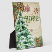 クリスマスツリーパインコーンホープ雪片コラージュ フォトプラーク (側面)