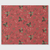 クリスマスツリーパインブランチホリーベリーミスタントー ラッピングペーパー (フラット)
